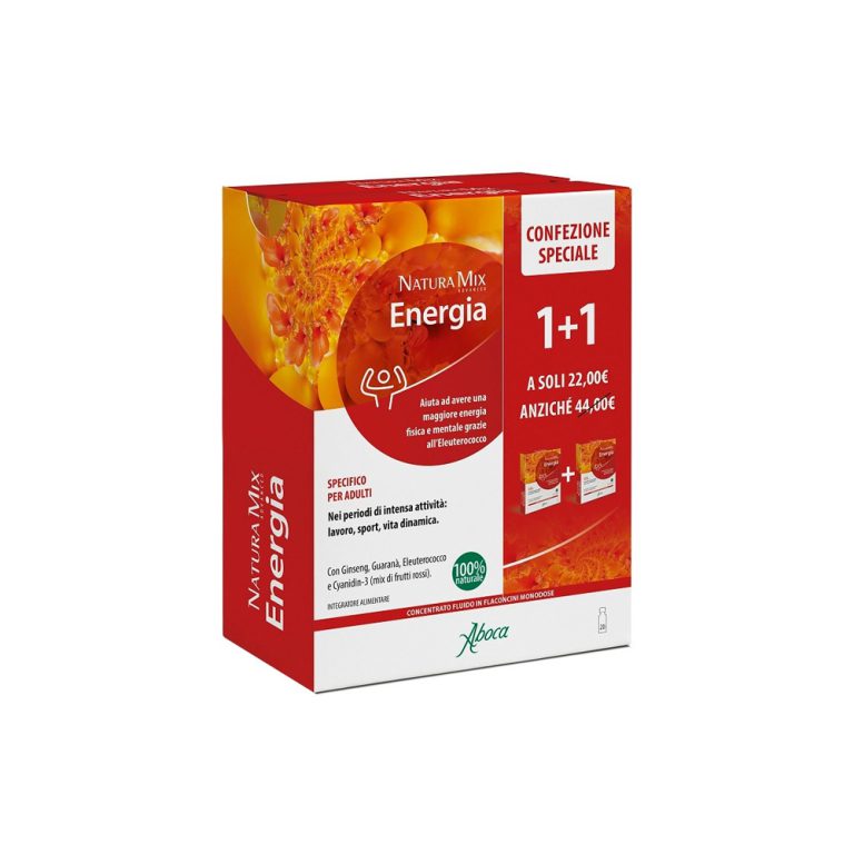 Aboca Natura Mix Advanced Energia - Integratore Energia Fisica - 2 x 10 Flaconcini