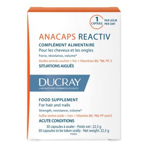 Anacaps Reactiv Integratore Alimentare Ducray Unghie e Capelli 30 Capsule