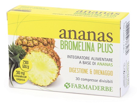 Ananas bromelina plus integratore per il drenaggio dei liquidi 30 compresse