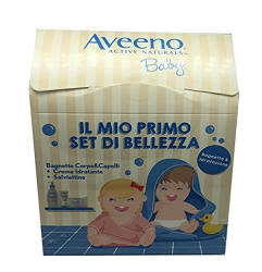 Aveeno Baby Cofanetto Bagnetto&amp;idratazione (Bagnetto Corpo&amp;Capelli+Crema Idratante+Salviettine)