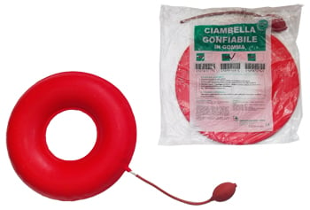 Ciambella gonfiabile per invalidi in gomma rossa team deluxe con pompa 43cm diametro