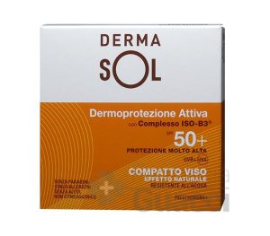 Dermasol Compatto Viso SPF50+ Crema Compatta Effetto Naturale - Protezione Solare Molto Alta - 10 g