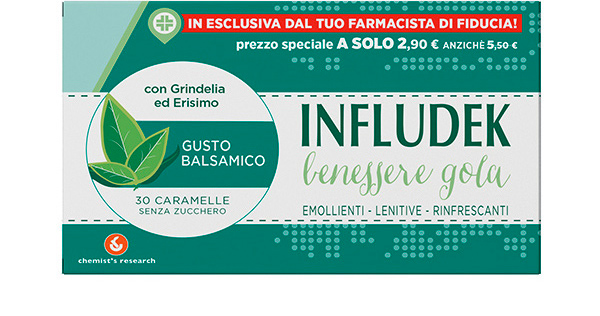 Infludek Benessere Gola Chemist's Research 30 Caramelle Gusto Balsamico