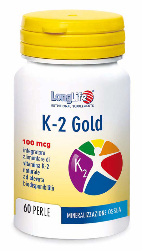 LongLife K-2 Gold 100 mcg - Integratore per la Salute delle Ossa - 60 Perle