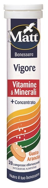 Matt benessere vigore vitamine &amp; minerali 20 compresse effervescenti gusto arancia