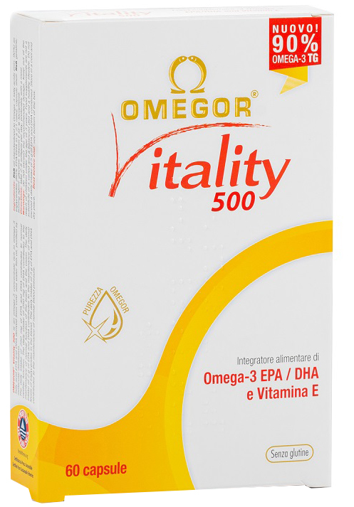 Omegor Vitality 500 - Integratore Omega 3 per il Benessere Cardiovascolare - 60 Capsule