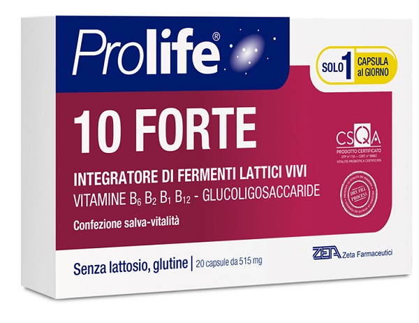 Prolife 10 Forte - Integratore di Fermenti Lattici e Vitamina B - 20 Capsule