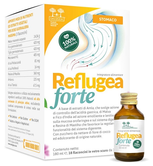 SALUGEA REFLUGEA FORTE 18 flaconcini integratore per acidità gastrica