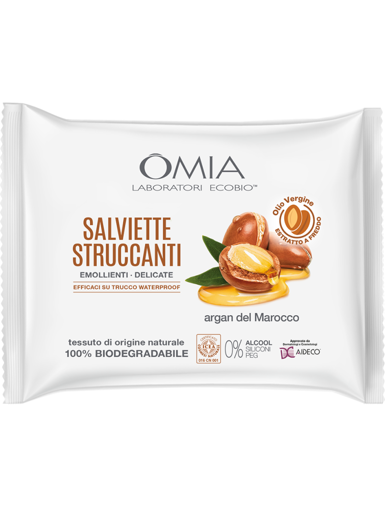 Salviette Struccanti Argan Del Marocco Omia Laboratori Ecobio 25 Pezzi