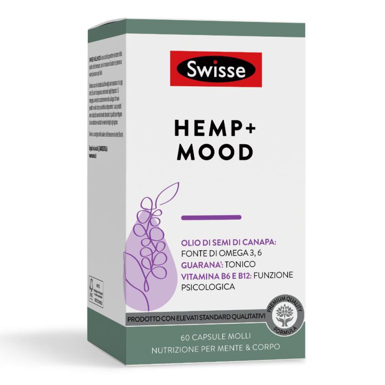 Swisse Hemp+ Mood - Integratore tonico per l'umore con olio di semi di canapa 60 capsule