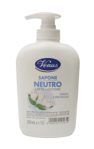 Venus Sapone Liquido Neutro Latte di Cotone Idrata e Protegge 250 ml - Per viso e mani