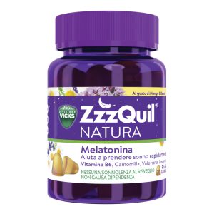 Vicks ZzzQuil Natura Mango e banana integratore alimentare a base di melatonina e valeriana - 30 pastiglie