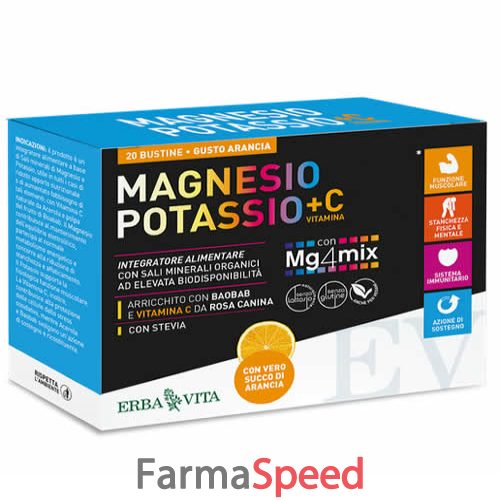 magnesio e potassio +vitamina c arancia 20 bustine