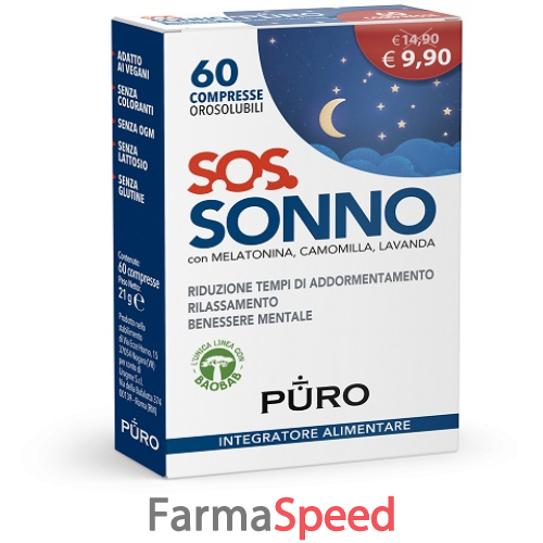 puro sos sonno 60 compresse orosolubili